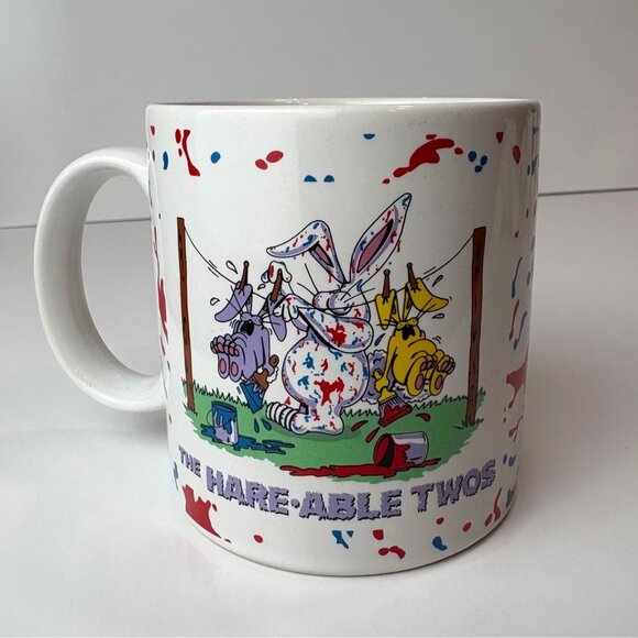 VTG Enesco 1986 In Over Our Heads ‘The Hare-Able Twos’ Coffee Mug Bunny Parents - Picture 1 of 6